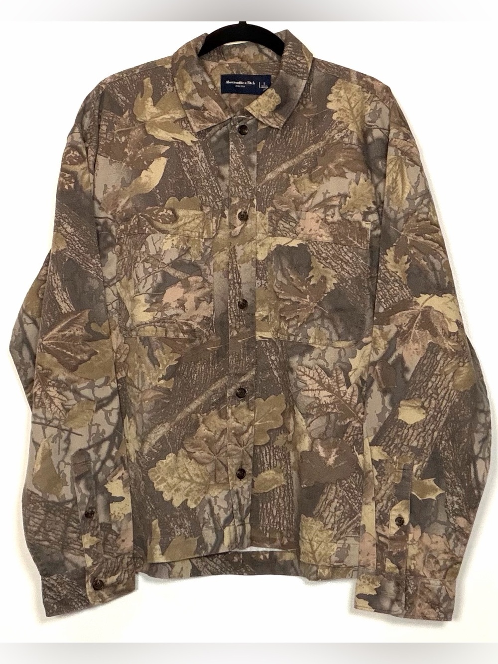 🆕 Abercrombie & Fitch Brown Camo Button-Up Shirt Jacket